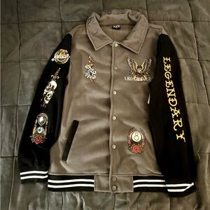 RGSTR Gray and Black Men's Jacket like Ed Hardy NWT